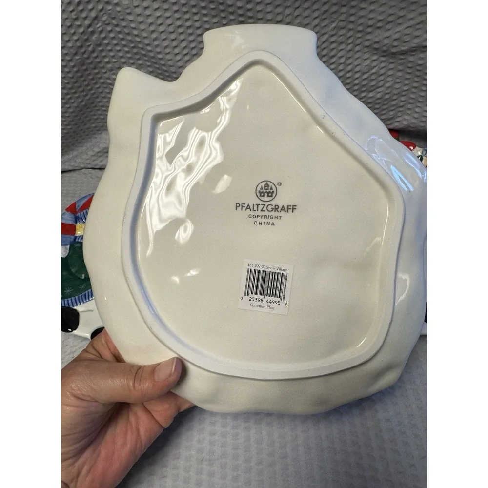 Pfaltzgraff Snowman Kids Holiday Winter Platter Serving Tray Discontinued NOS